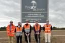 Left to right: Andrew Spicer, MD of Barratt David Wilson Homes Exeter; Shaun Marsden, Pen Bethan Site Manager; Councillor David Saunby of Cornwall Council and Falmouth Town Council; Mr Phil Hart, Chair of Budock Parish Council; Ryan Lee, Construction