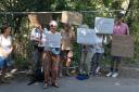 Friends of Becky Addy Wood protesting at the woods earlier this month.