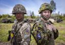 Corporal Alex Williams (29) a Tank Operator with the Royal Tank Regiment pictured here with Captain Jevgeni of the Estonian Defence Force during Exercise Hedgehog.