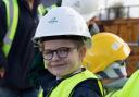 One of the Studley Green Primary School pupils visiting Selwood Housing's development on the old John Bull pub site.