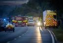 Emergency services at the scene of the crash on the A303