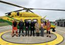 Wiltshire Air Ambulance doctor Reuben Cooper, pilot George Williams, Mintivo's Alex Jukes, Jason Lovell and Hannah Saunders and WAA finance director Danielle Friend and paramedic Craig Wilkins