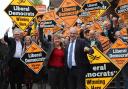 Liberal Democrat Leader Ed Davey with the Lib Dem PPC for Chippenham, Sarah Gibson.