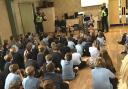Police officers attended Hilmarton Primary School for a dog safety day