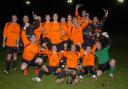 Trowbridge Wanderers celebrate their Spring Cup final victory last night (34515/1)