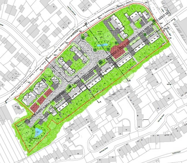 Proposed site layout for 48 houses at Ashton Street, Trowbridge