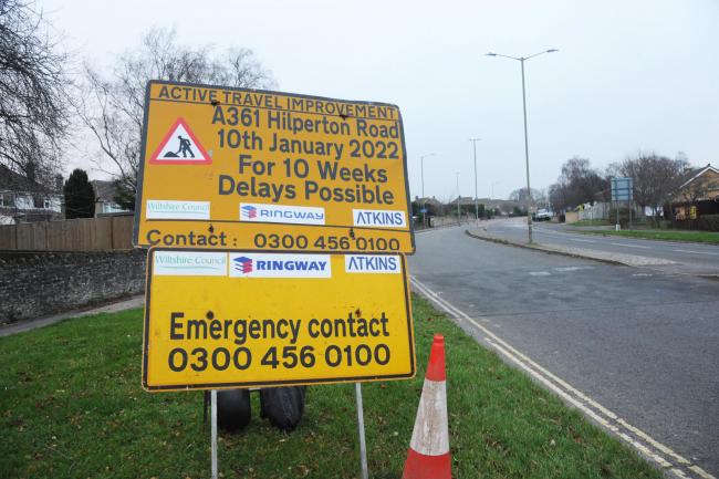 Signs  go up in Hilperton Road advising motorists about road closures and delays Photo Trevor Porter 67755 2