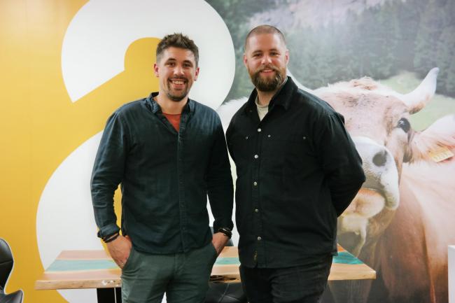 Tom Marshall (right) of the Business Cyber Centre with Jake Jeffries of Milk & Tweed
