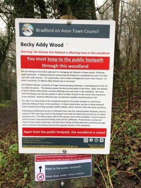 One of the warning signs in Becky Addy Wood