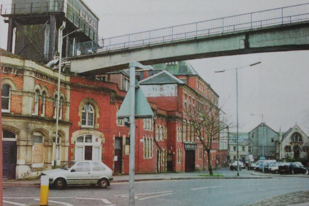 Ushers Brewery as it used to look with the bridge carrying the beer over the main road to the transport area Photo: 67944-4