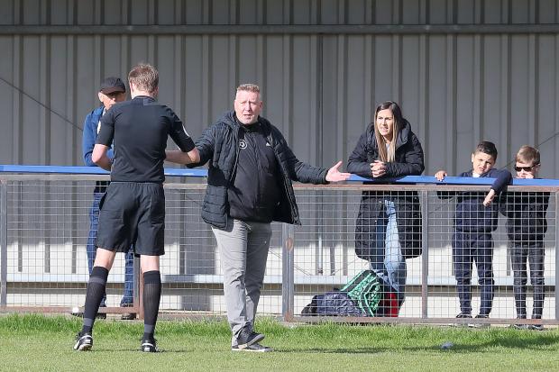 Chippenham Town manager Mike Cook questions the referee's decision during the 2-1 defeat to Maidstone United in National League South Photo: Richard Chappell