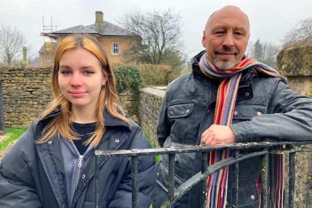 Podcaster Adrian Beeby and his daughter Alexandra Beeby, 19, who also narrates the Memories of Kington Langley podcasts. Photo: Adrian Beeby