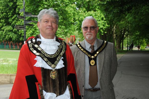 The new mayor of Trowbridge Cllr  Graham Hill with deputy mayor Cllr Stephen Cooper. Photo: Trevor Porter 68021 1-2