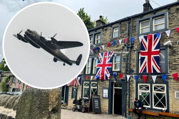 T&A Camera Club: Photo of bunting and flags in Haworth via Mark Davis and the Lancaster bomber captured by John Astley photography.