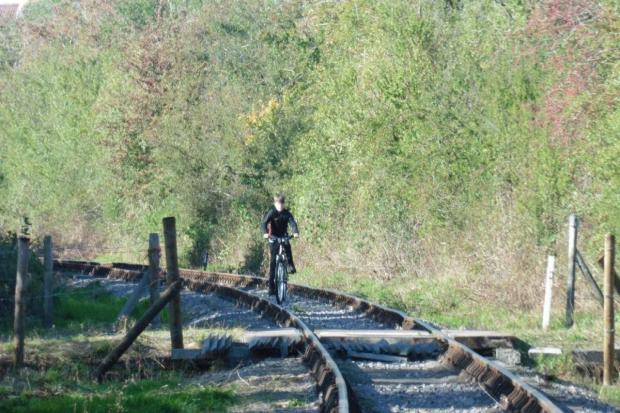 This teenager was caught riding his bike on the railway last year.  Pic: Swindon and Cricklade Railway.