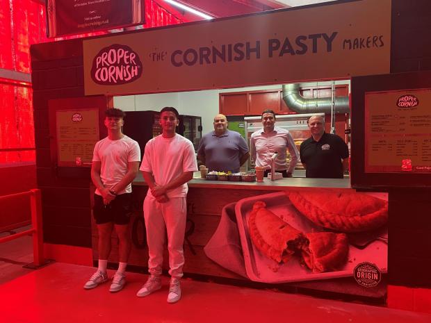 Wiltshire Times: Swindon Town CEO Rob Angus with the Proper Cornish kiosk team