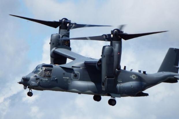 An Osprey plane from the RAF Mildenhall base in the UK was spotted flying over Royal Wootton Bassett