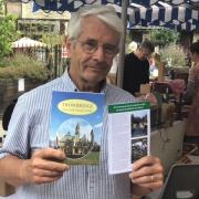 Roger Jones, of Ex Libris Press, with his new walking booklet and pamphlet