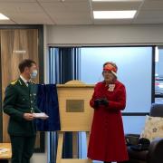 Will Warrender &The Lord Lieutenant of Wiltshire, Sarah Rose Troughton, unveil plaque