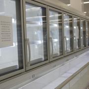 Shoppers in Trowbridge's Tesco Extra are faced with empty freezers as the store malfunctions in extreme heat. Photo: Trevor Porter.