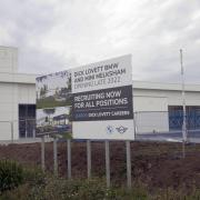 Nearing completion: the new Dick Lovett BMW and Mini  dealership at Melksham. Photo: Trevor Porter 69313-1