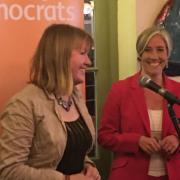 Sarah Gibson, the Liberal Democrats' prospective parliamentary candidate for Chippenham,  with the  party's deputy leader Daisy Cooper.