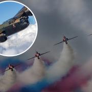 A Lancaster PA474 and the Red Arrows will fly over Trowbridge this weekend