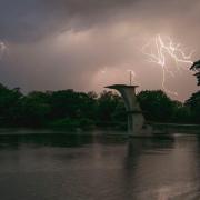 Lightning over Coate Water Country Park.