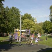 Children playing in Trowbridge Town Park which could be revitalised under plans approved this week.