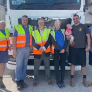 South West Wiltshire MP Andrew Murrison with members of the F&S Gibbs Transport Services company during Friday's visit to Furnax Lane.