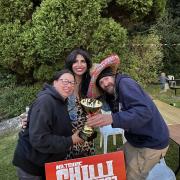 UK Chilli Queen Shahina Wassem (centre) with joint winners Irena (left) and Jason (right)