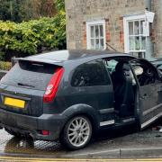 Four occupants were injured when this Ford Fiesta crashed into the corner of a house in Warminster on October 29 last year