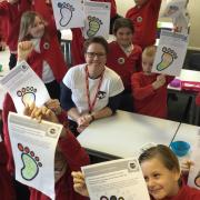 Wicked Weather Watch Director Rhianna Davies-Smith working with students at Yeo Moor Primary School.