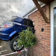 A car smashed through the wall of a bungalow in Salisbury