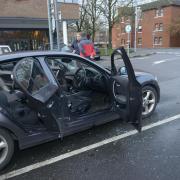 One of the three vehicles damaged outside the Premier Inn in St Stephen's Place, Trowbridge.
