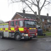 Fire appliance at Hazel Grove, Westbury, after an alert passer-by and fast response from firefighters saved an empty Selwood House going up in smoke.