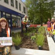 The new raised planters at Wicker Hill in Trowbridge Town Centre