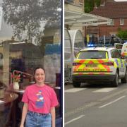 Kimberley Collins, deputy manager of the Dorothy House Hospice furniture shop and general image of police at Sainsbury's store