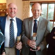 Men's pairs runners up Dave Gilchrist and Calvin James with representatives from Wiltshire Heights Care Home