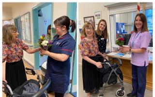 Residents from a care home in Chippenham gave flower bouquets to staff and patients at a local hospital