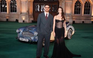 Theo James and Kaya Scodelario attend the premiere for season two of The Gentlemen, at the Guildhall Art Gallery in central London